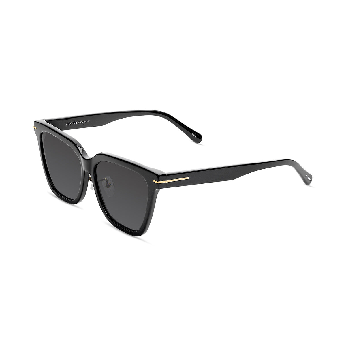 BELLA Black Wide Square Sunglasses with Elevated Fit® I COVRY display picture 3