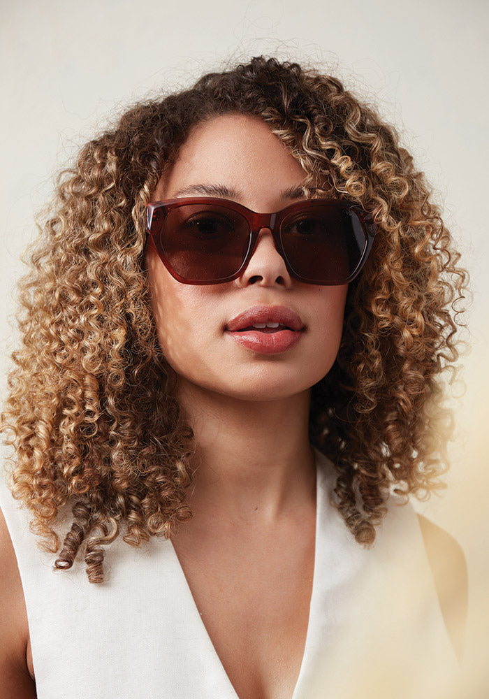 IRENA Terracotta Brown Women's Sunglasses for Low Nose Bridge I COVRY