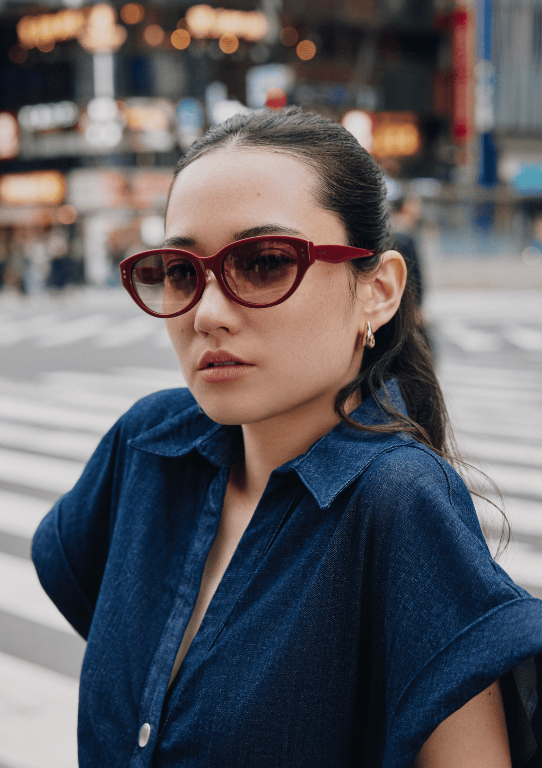 NOVA Azuki Red Cateye Low Bridge Fit Sunglasses I COVRY
