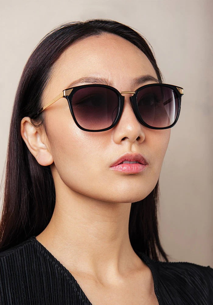 Vega Black Sunglasses for Low Nose Bridge | COVRY