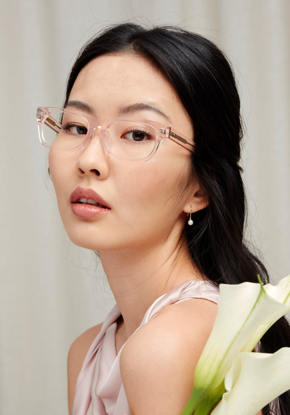 Vela Peach Rectangular Bayonetta Glasses I Low Nose Bridge I COVRY