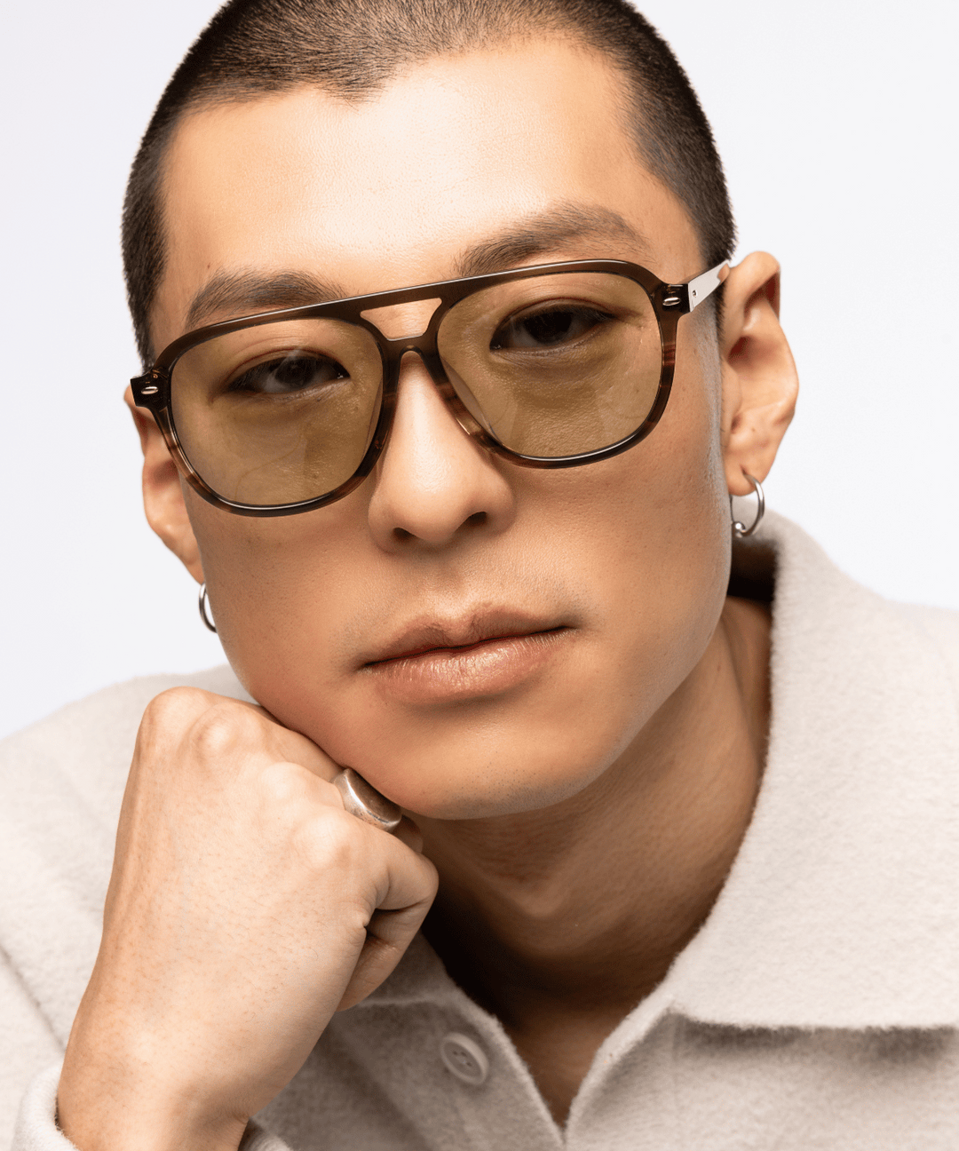 Vesper Hinoki Green Aviator Low Bridge Fit Sunglass I COVRY