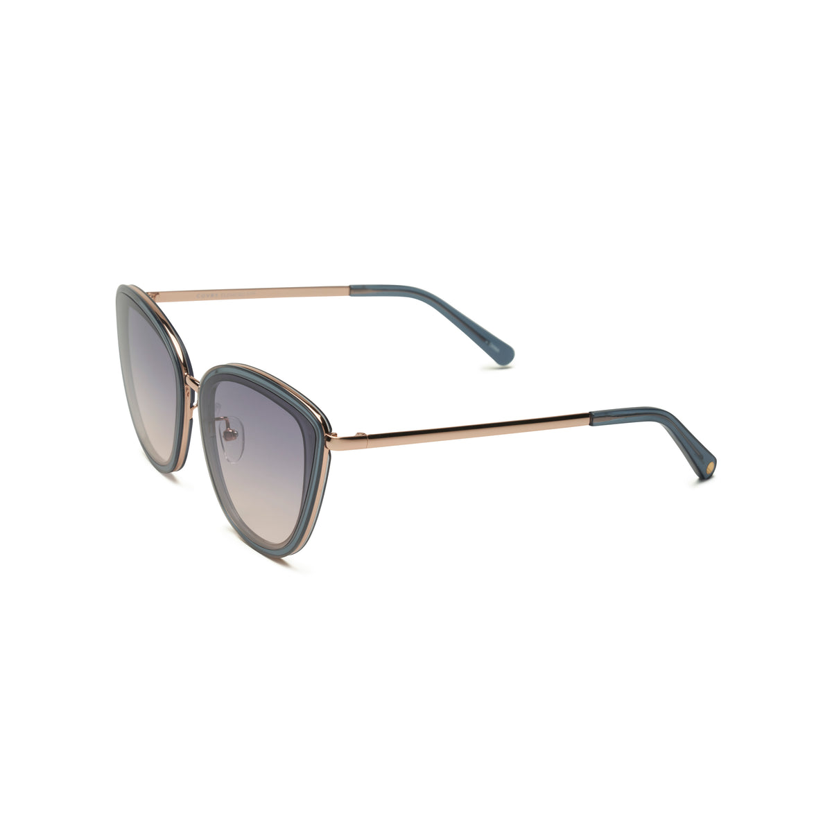 Covry Mimosa Iris Sunglasses - Blue Mimosa Iris Cateye Sunglass with Low Bridge Fit | COVRY main image 3