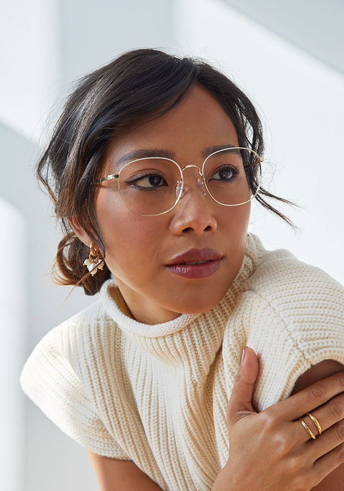 Hamal Rose Gold Glasses for Low Nose Bridge I COVRY