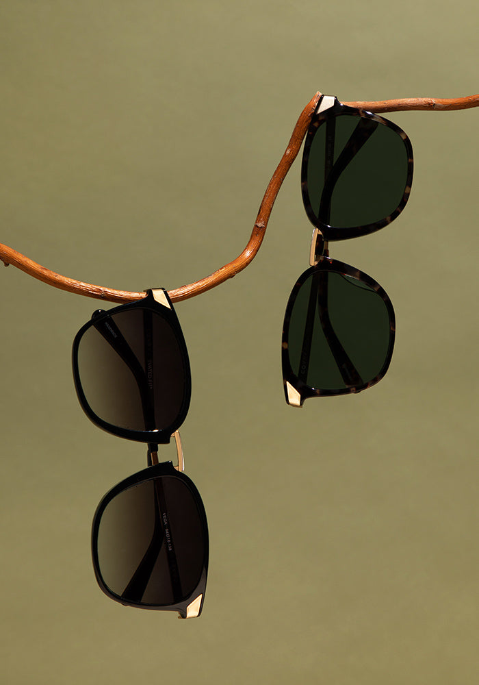 Vega Black Sunglasses for Low Nose Bridge | COVRY