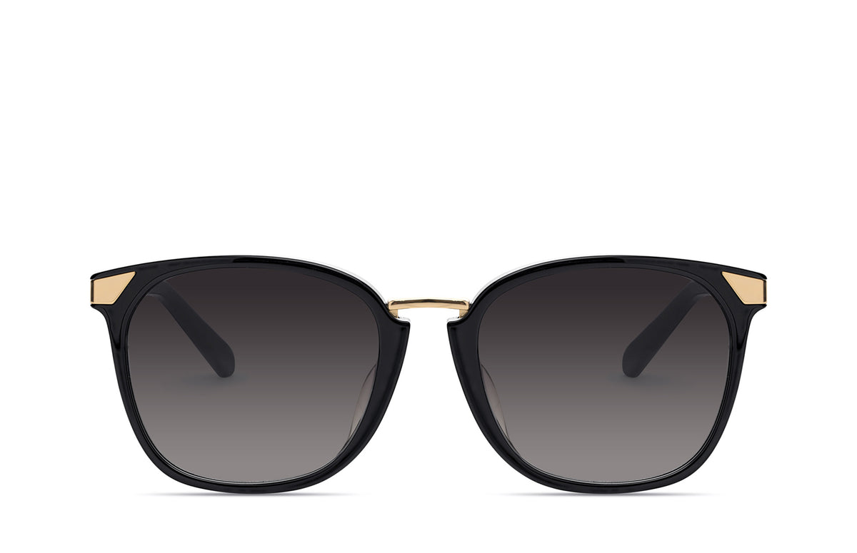 Bec + Bridge Neo Sunglasses in Gold/Black Round Trendy Retro Black Polarized Sunglasses with Black Lenses main image 2