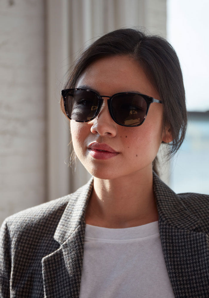 Vega Walnut Sunglasses for Low Nose Bridge | COVRY